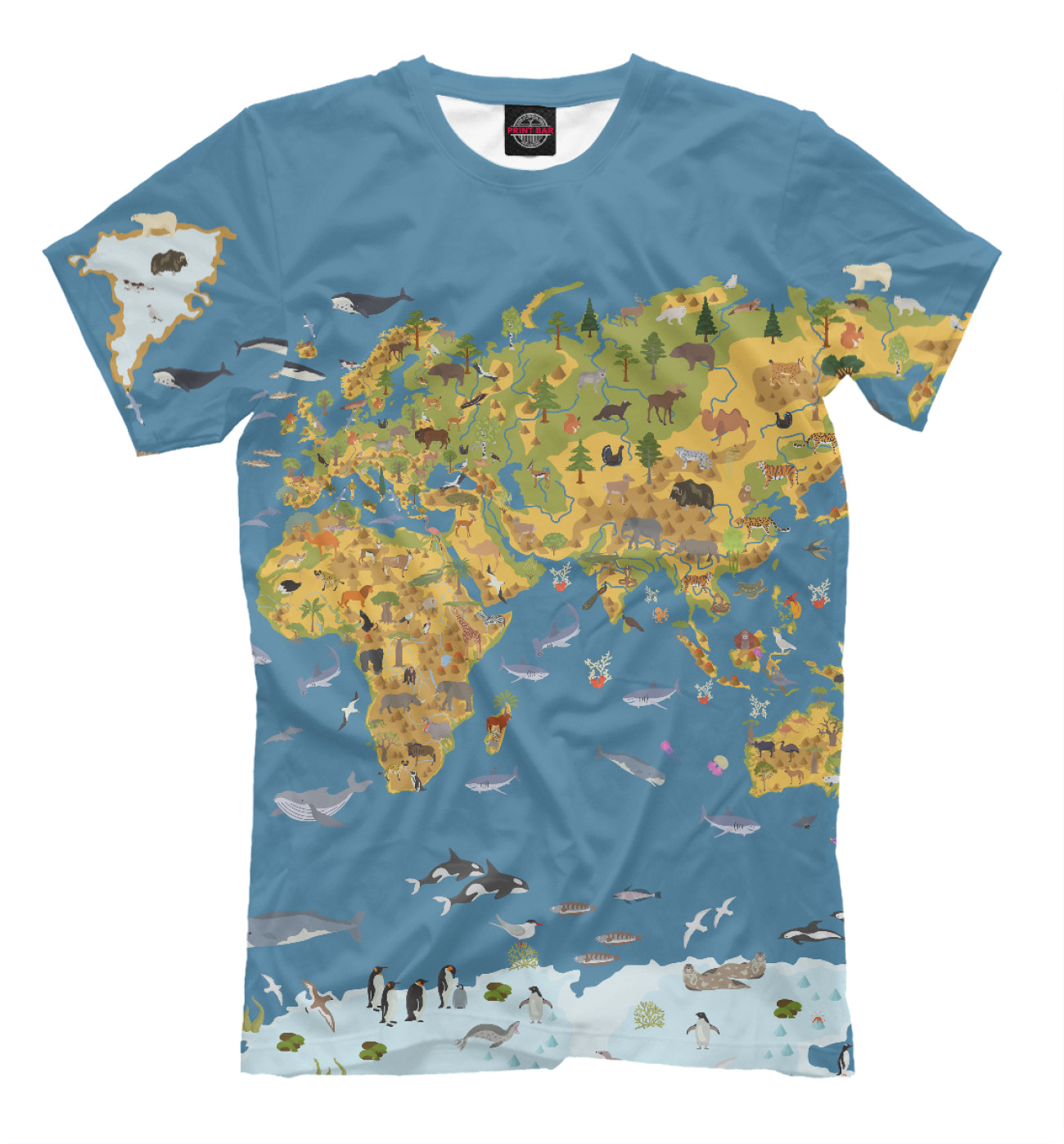 Мужская Футболка Карта мира, артикул: ZIR-140750-fut-2