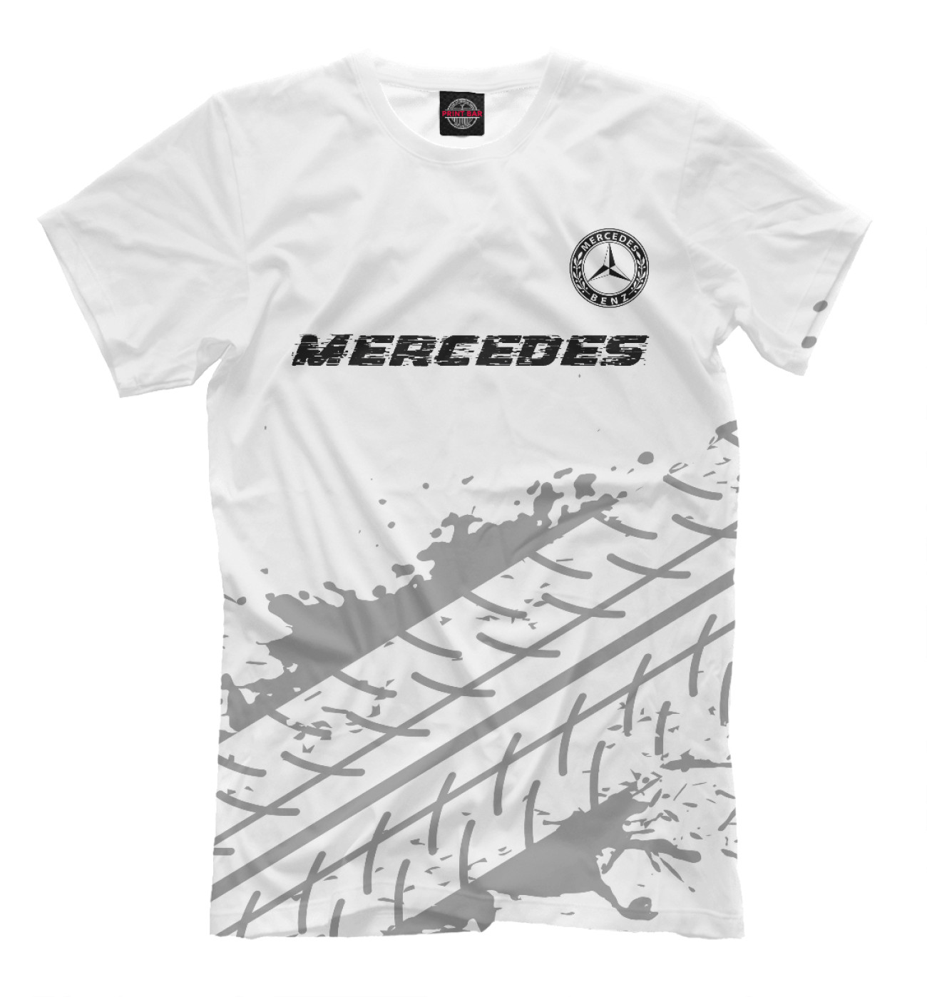 Мужская Футболка Mercedes Speed Шины (белый фон), артикул: MER-752109-fut-2