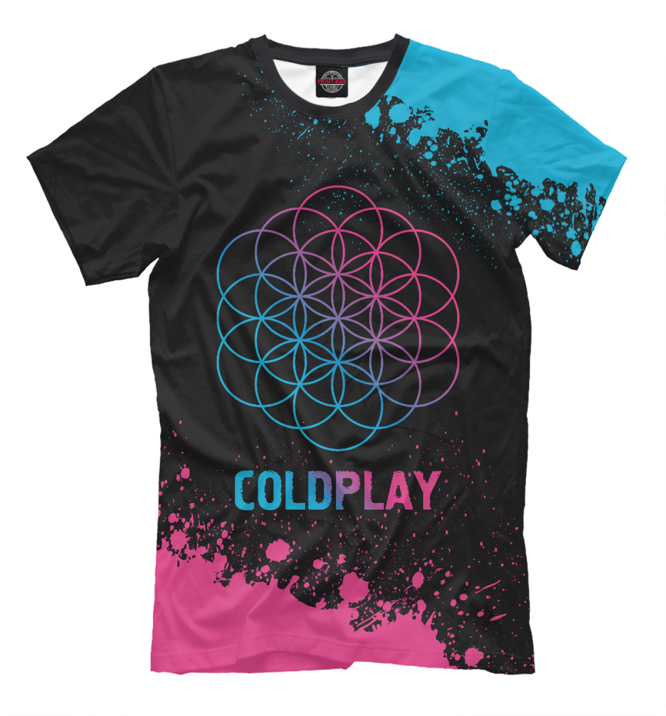 Мужская Футболка Coldplay Neon Gradient (colors), артикул: COL-624017-fut-2