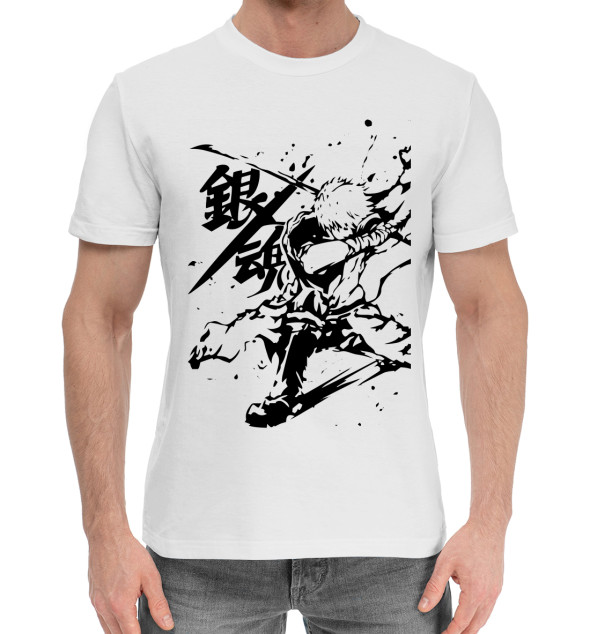 Мужская Хлопковая футболка Гинтама, артикул: GMA-220140-hfu-2