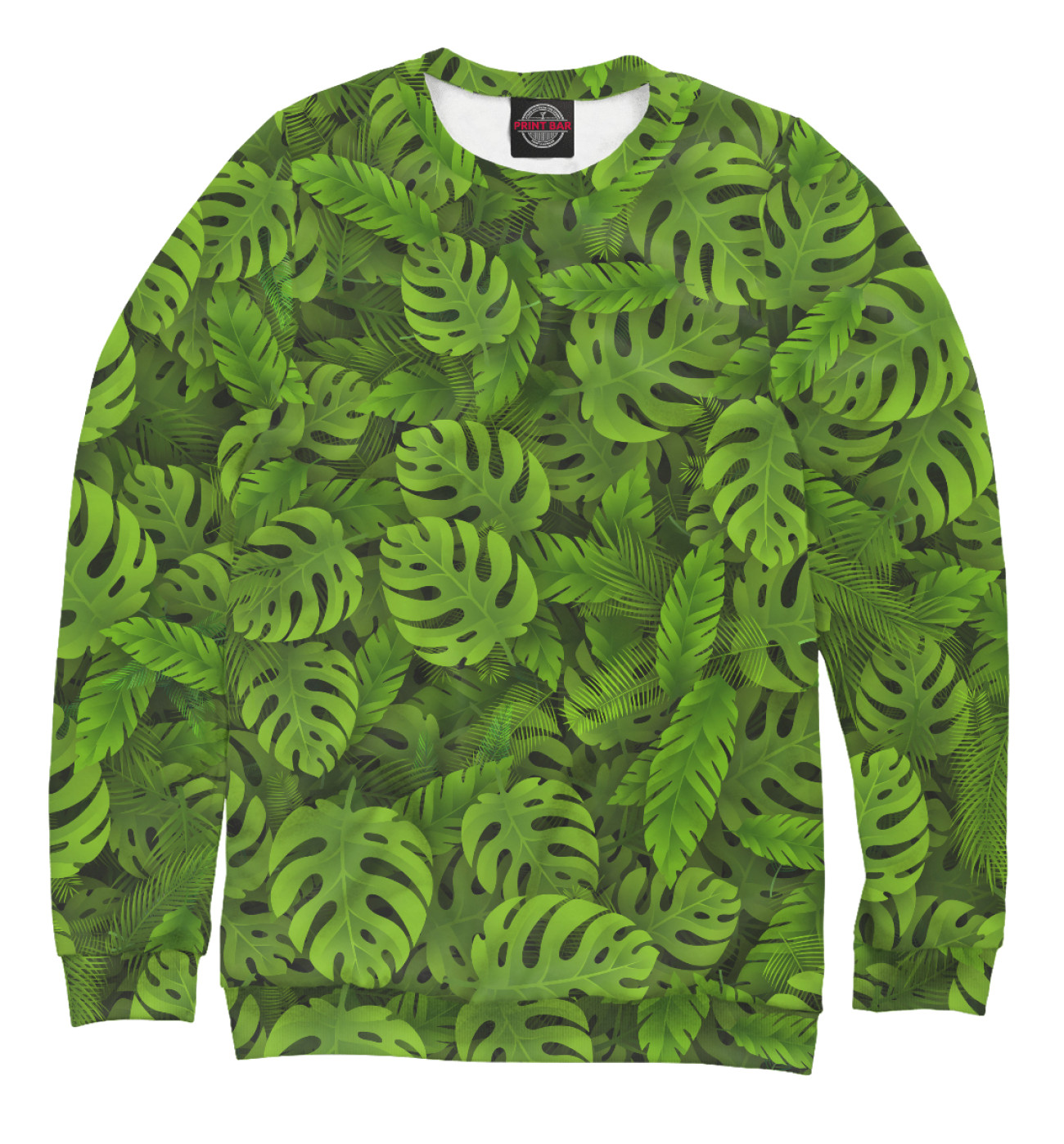 Мужской Свитшот Зеленые тропические листья, артикул: APD-813982-swi-2