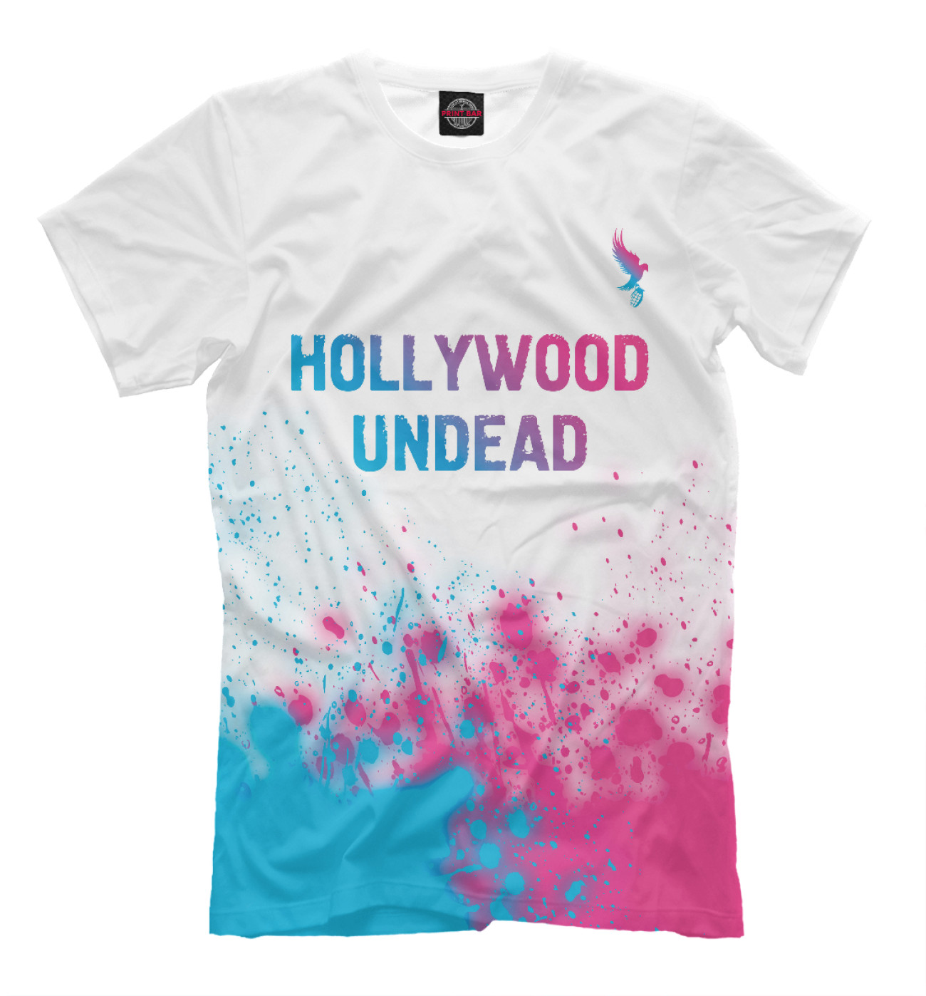 Мужская Футболка Hollywood Undead Neon Gradient (брызги), артикул: HLW-917930-fut-2