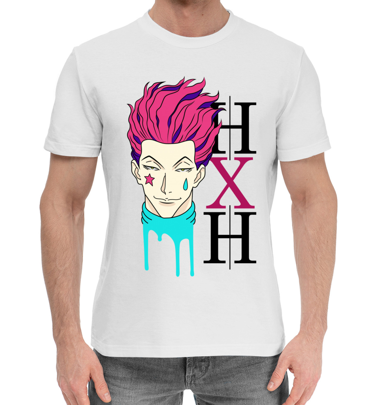 Мужская Хлопковая футболка Hunter x Hunter, Хисока, артикул: ANR-739289-hfu-2