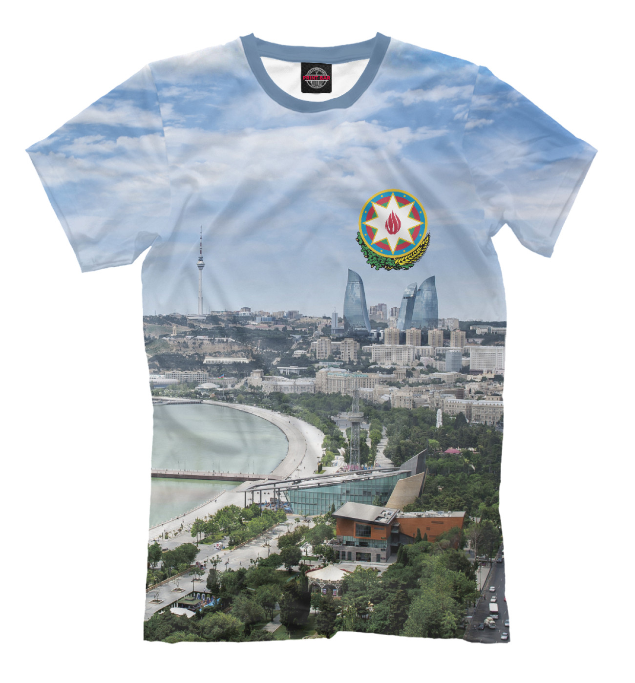 Мужская Футболка Азербайджан - Баку, артикул: AZR-982683-fut-2