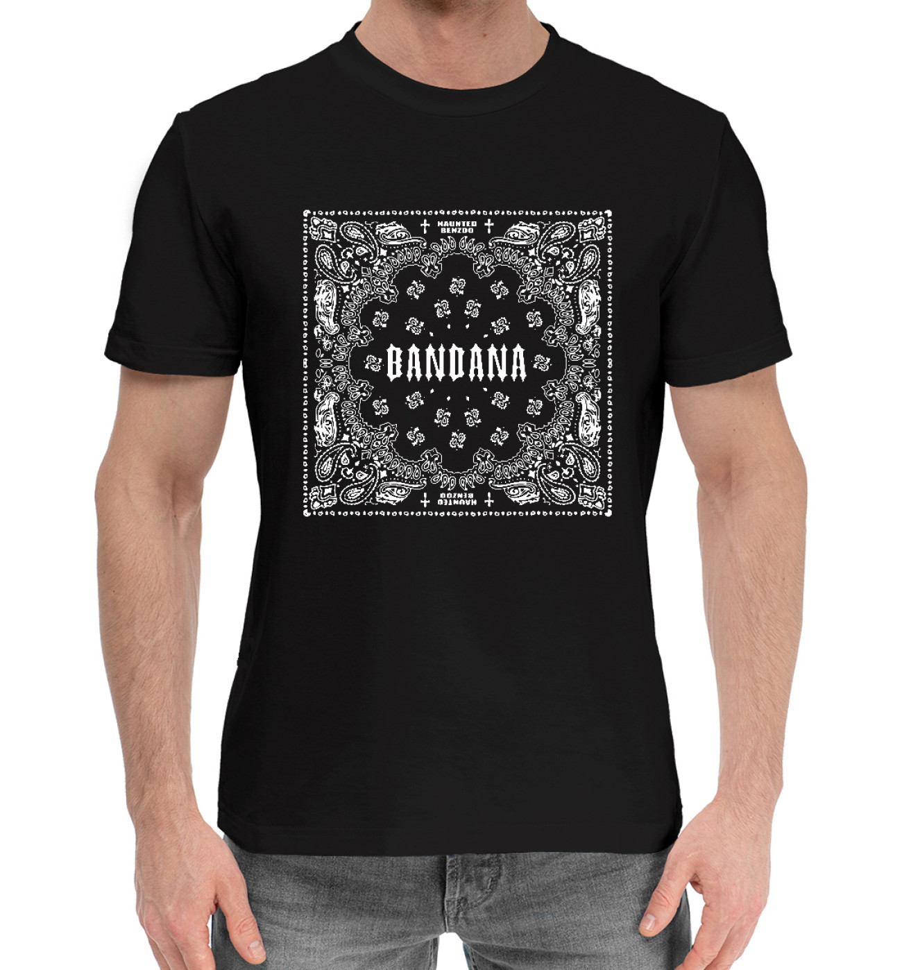 Мужская Хлопковая футболка Bandana, Big baby x Kizaru, артикул: BBT-667440-hfu-2