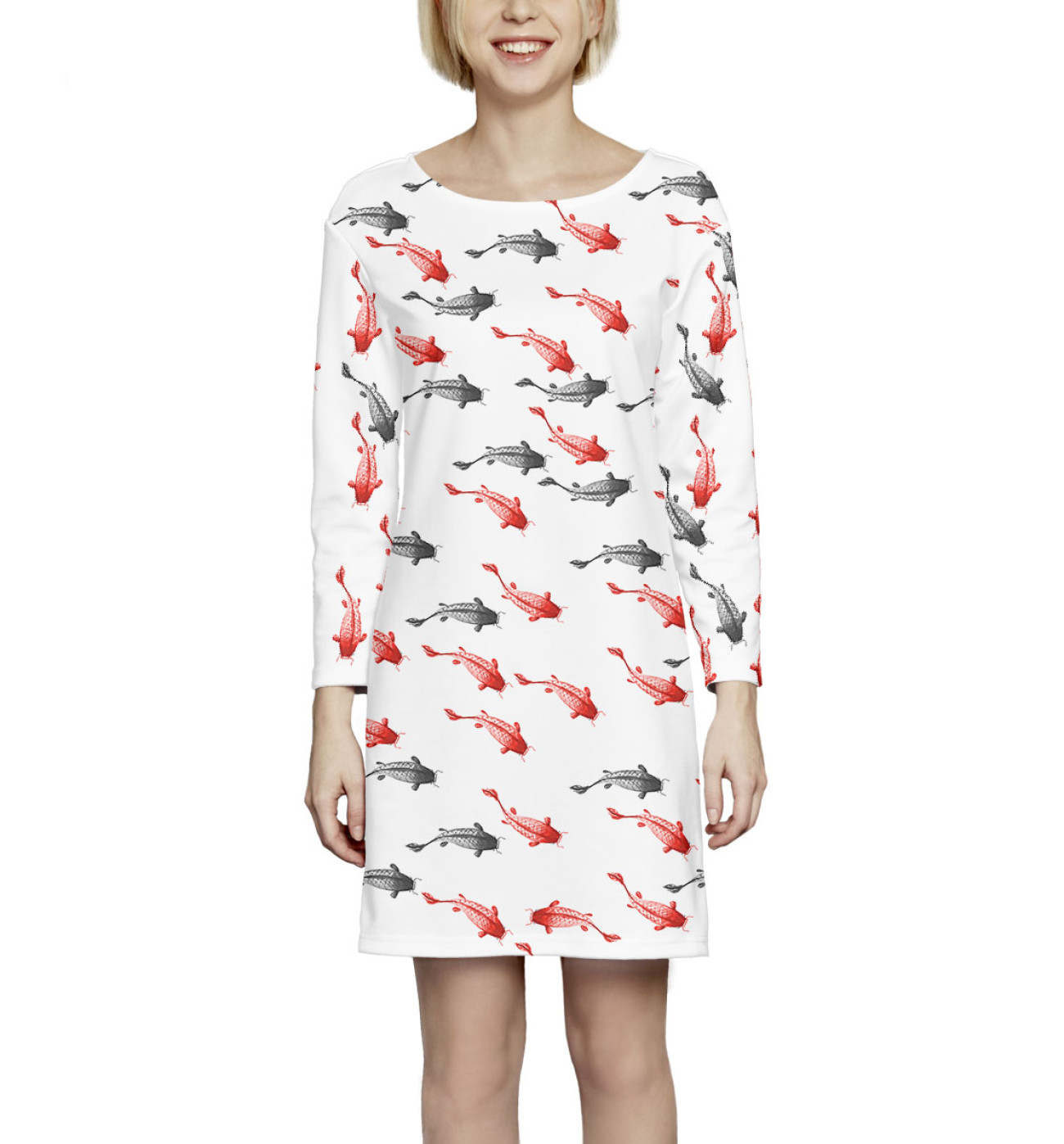 Женское Платье с рукавом Рыба, артикул: NWT-906539-pdr-1