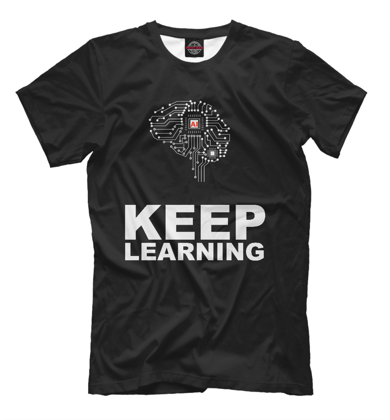 Мужская Футболка AI – Keep learning, артикул: ITT-417748-fut-2
