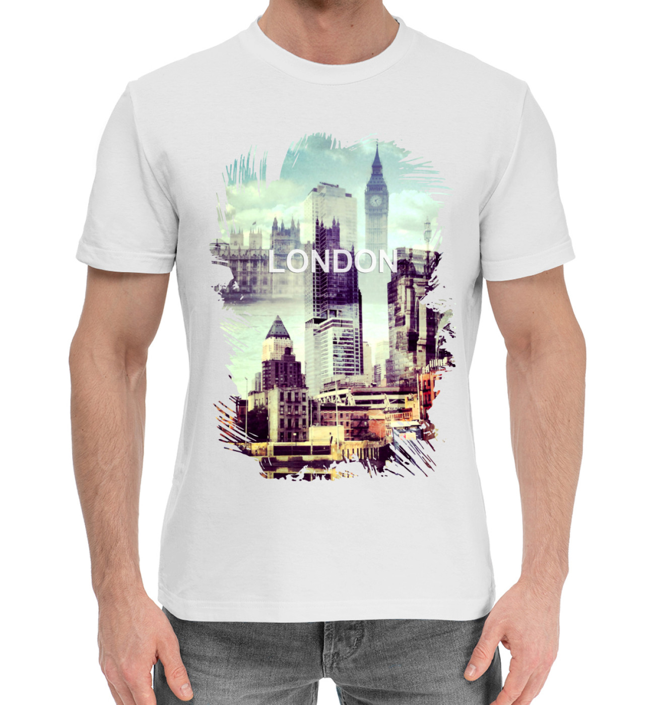 Мужская Хлопковая футболка Лондон, артикул: GRB-432992-hfu-2