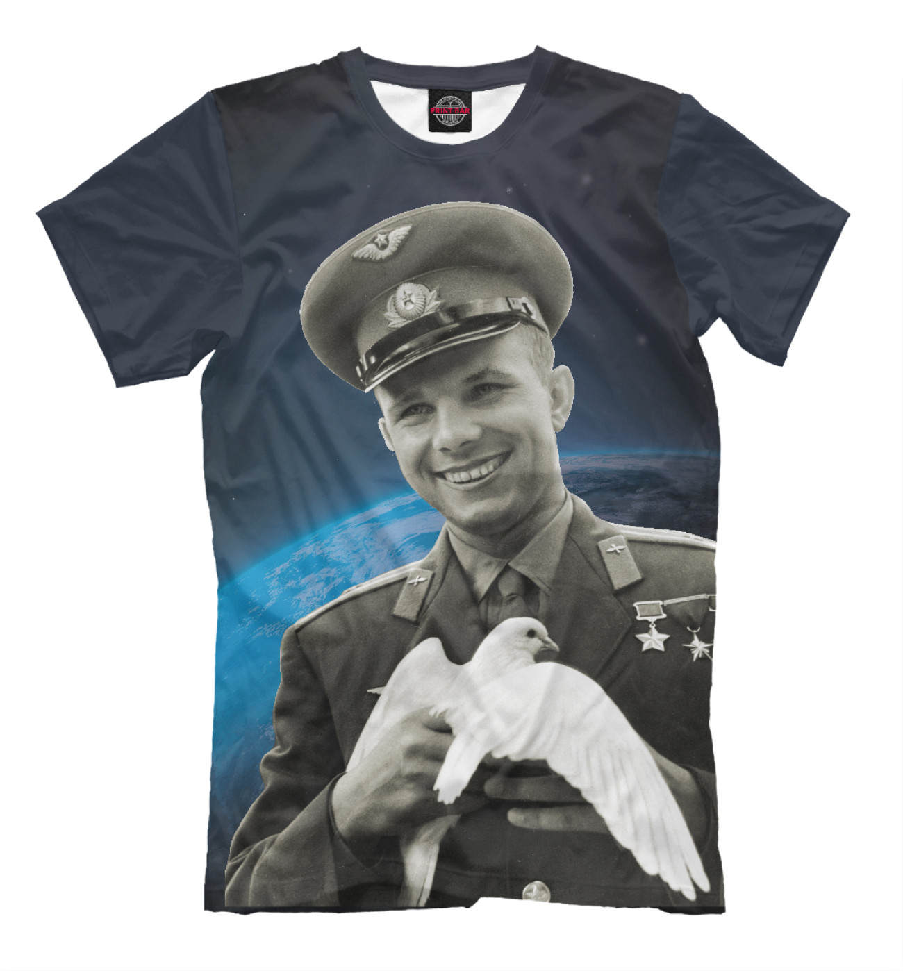 Мужская Футболка Гагарин с голубем мира, артикул: PEA-335580-fut-2