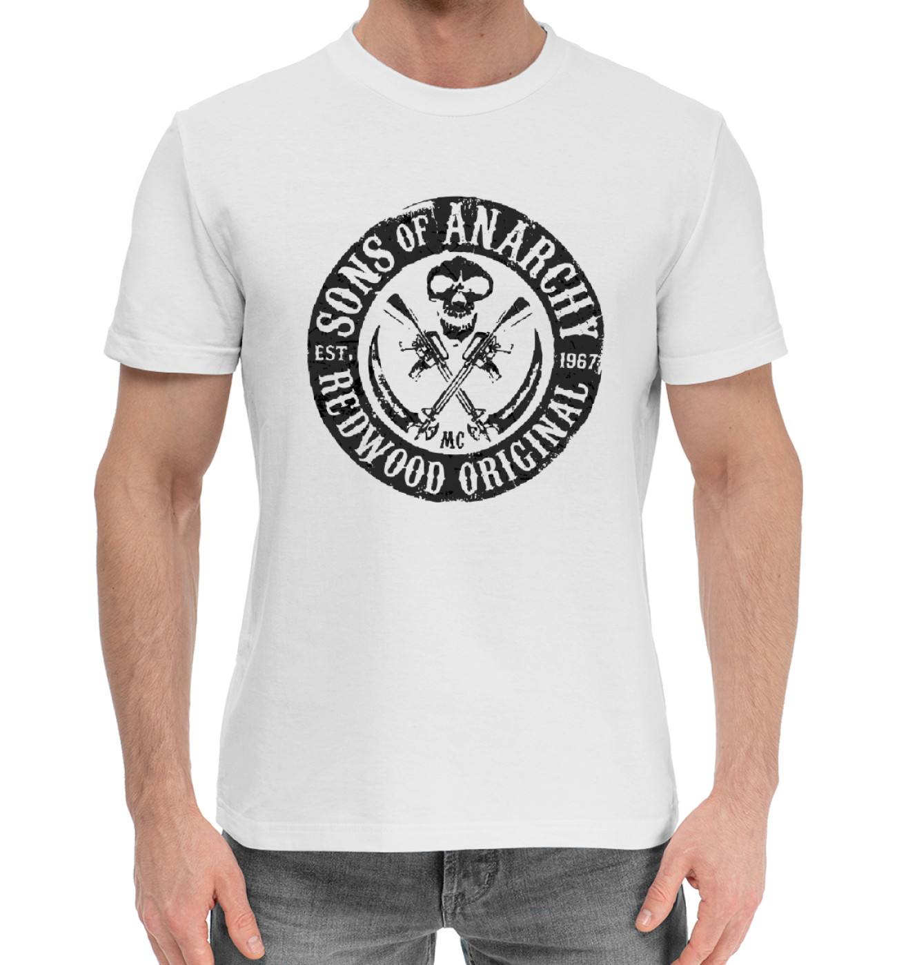 Мужская Хлопковая футболка Sons of Anarchy, артикул: SOA-832069-hfu-2
