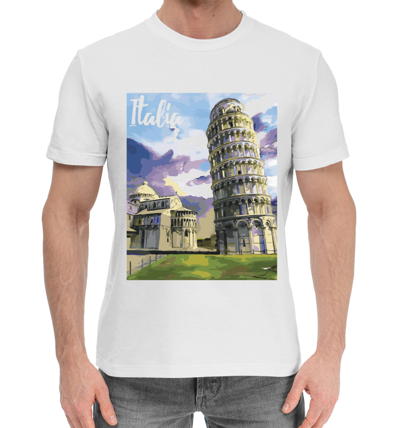 Мужская Хлопковая футболка Италия, Пиза, артикул: CTS-585588-hfu-2