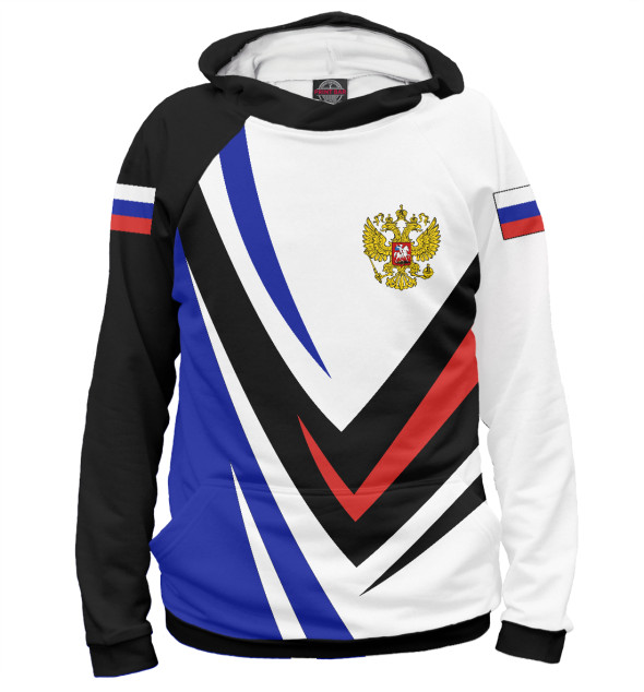 Женское Худи Россия - флаг на рукавах, артикул: SRF-641096-hud-1