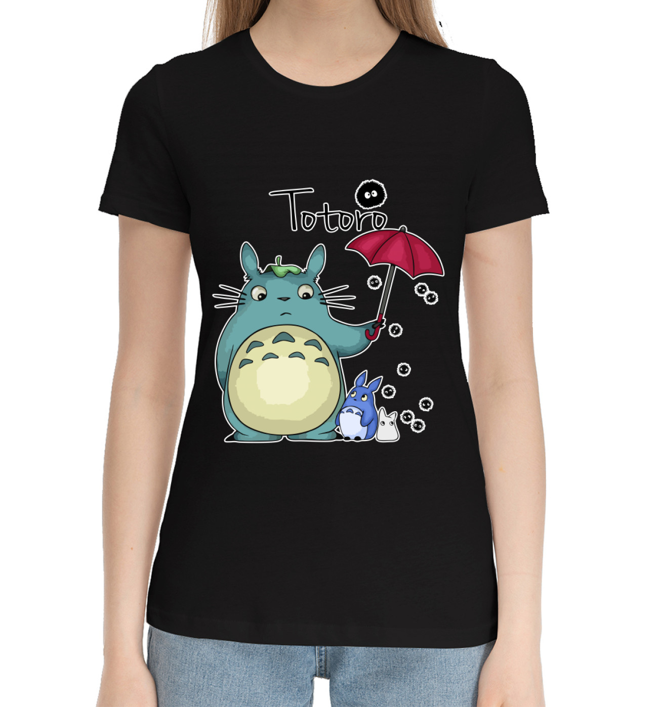 Женская Хлопковая футболка Totoro, артикул: SGH-671051-hfu-1