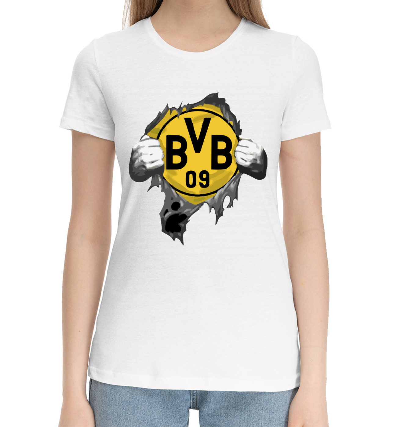 Женская Хлопковая футболка Borussia, артикул: BRS-438397-hfu-1