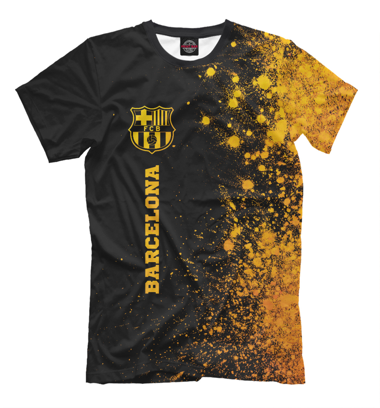 Мужская Футболка Barcelona Gold Gradient (брызги), артикул: BAR-342133-fut-2