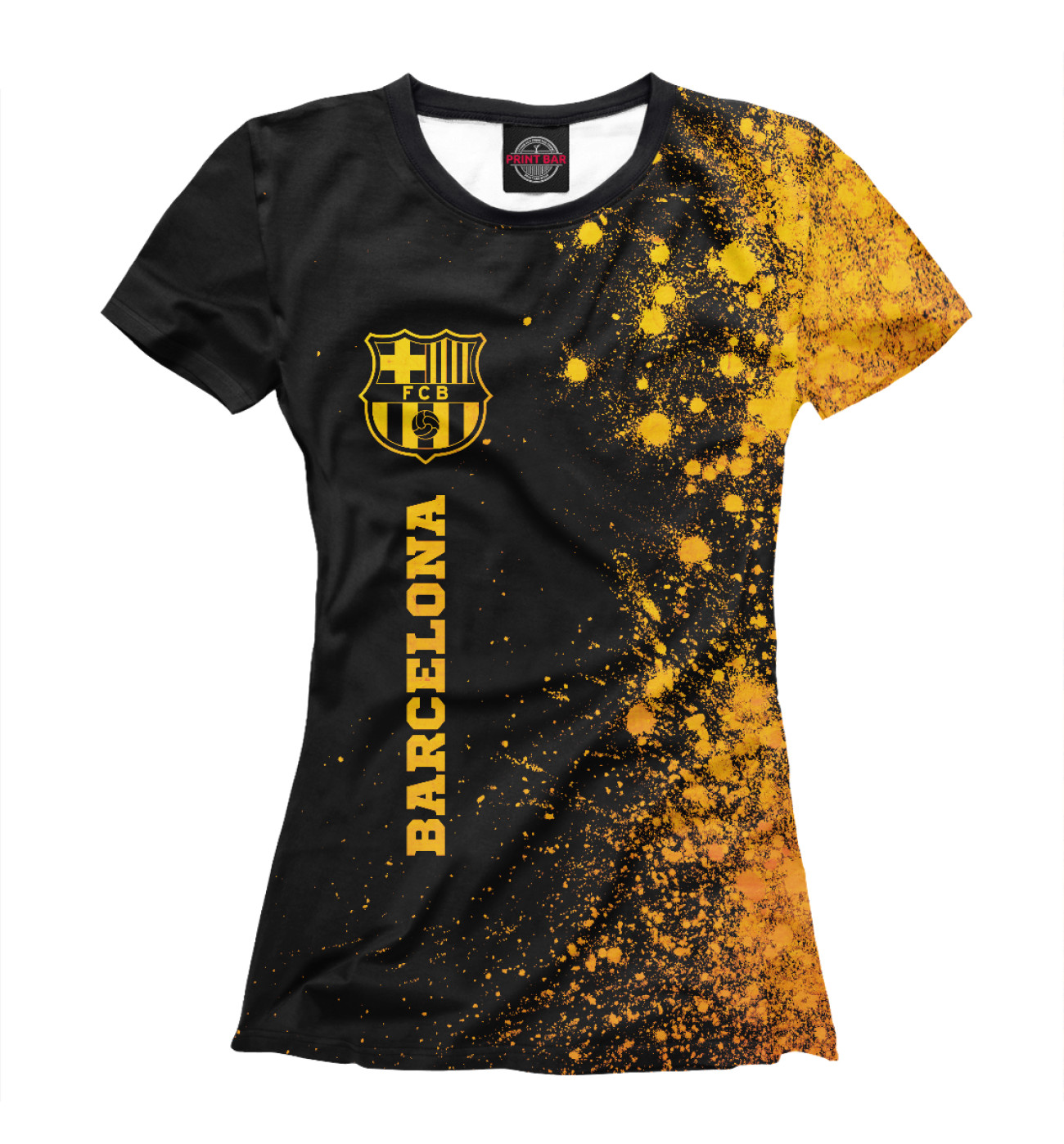 Женская Футболка Barcelona Gold Gradient (брызги), артикул: BAR-342133-fut-1