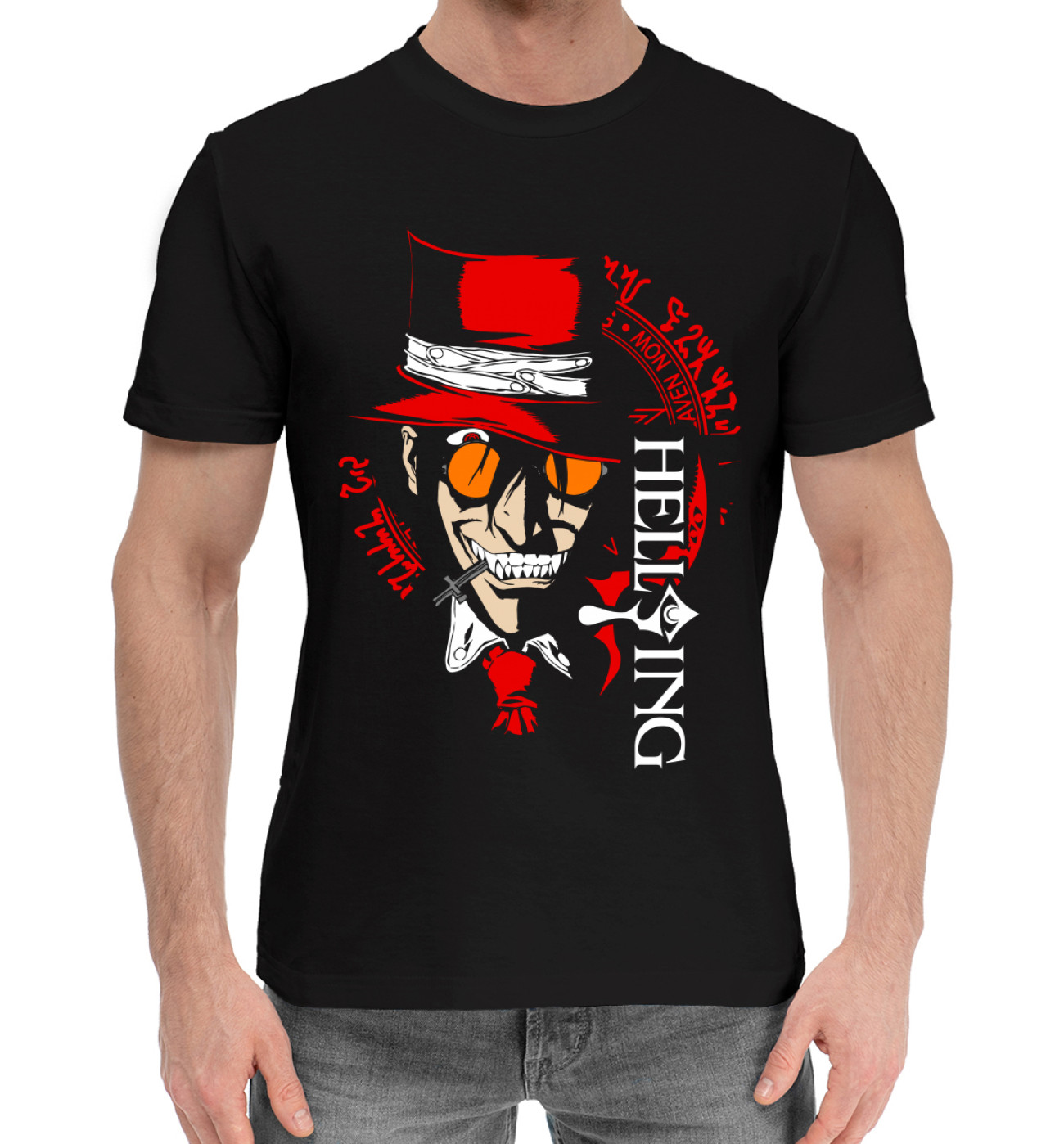 Мужская Хлопковая футболка Хеллсинг, Алукард, артикул: HEL-543173-hfu-2