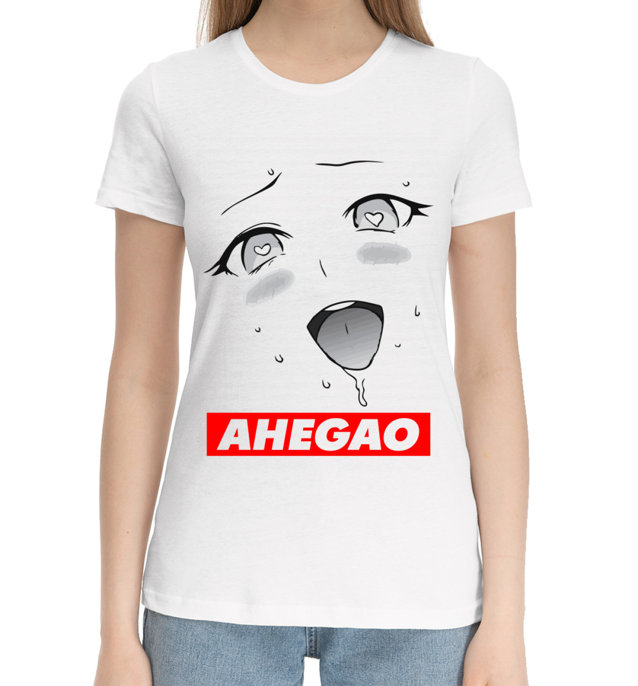 Женская Хлопковая футболка Ahegao, артикул: AHG-521816-hfu-1