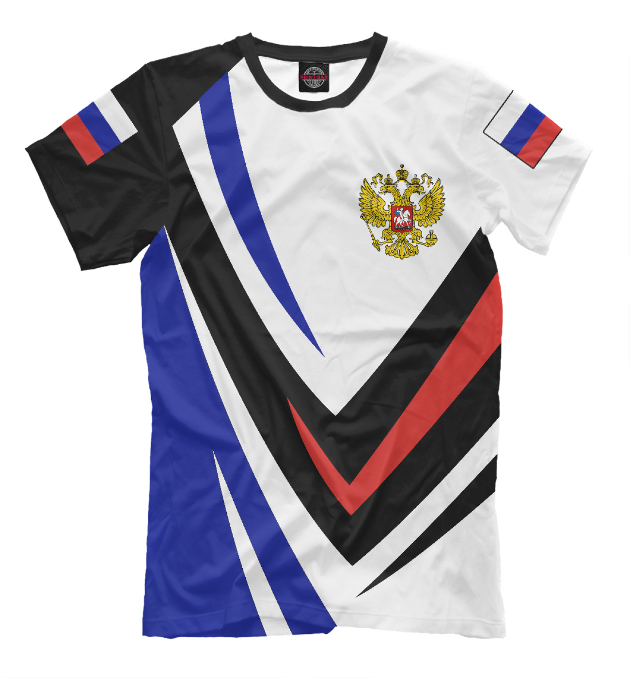 Мужская Футболка Россия - флаг на рукавах, артикул: SRF-641096-fut-2