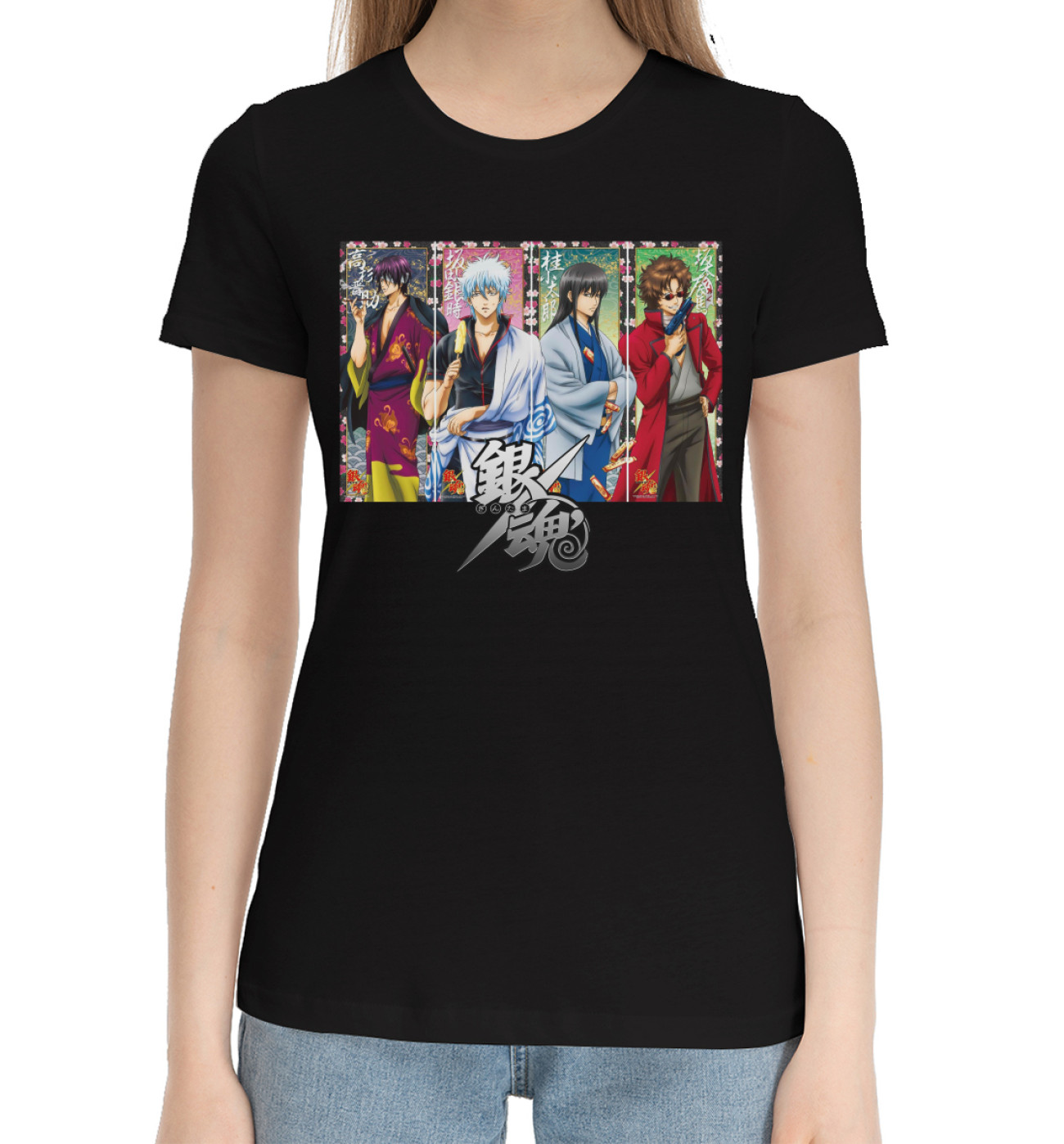 Женская Хлопковая футболка Гинтама, артикул: GMA-645336-hfu-1
