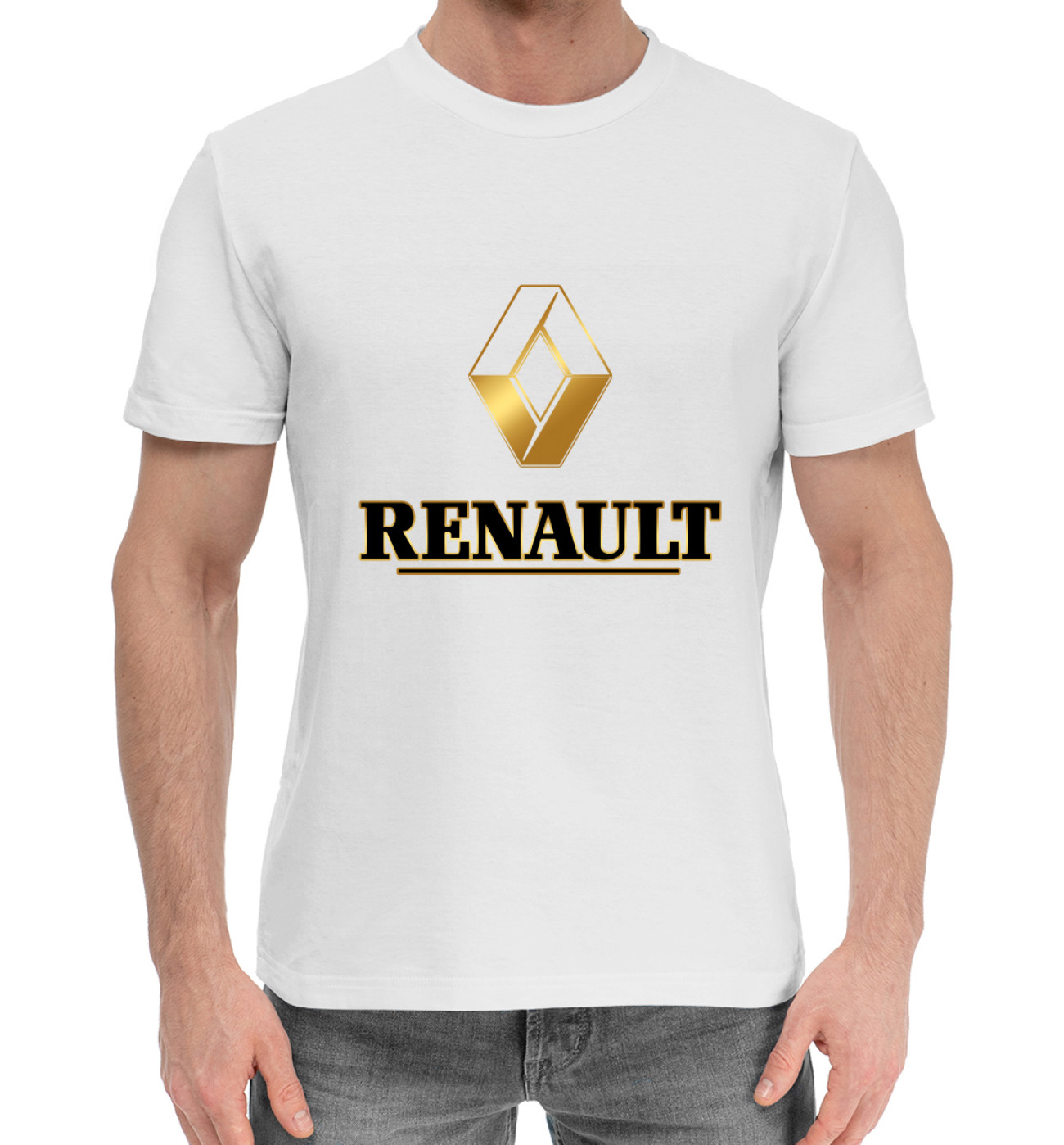 Мужская Хлопковая футболка Renault Gold, артикул: AMP-813873-hfu-2
