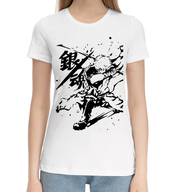 Женская Хлопковая футболка Гинтама, артикул: GMA-220140-hfu-1