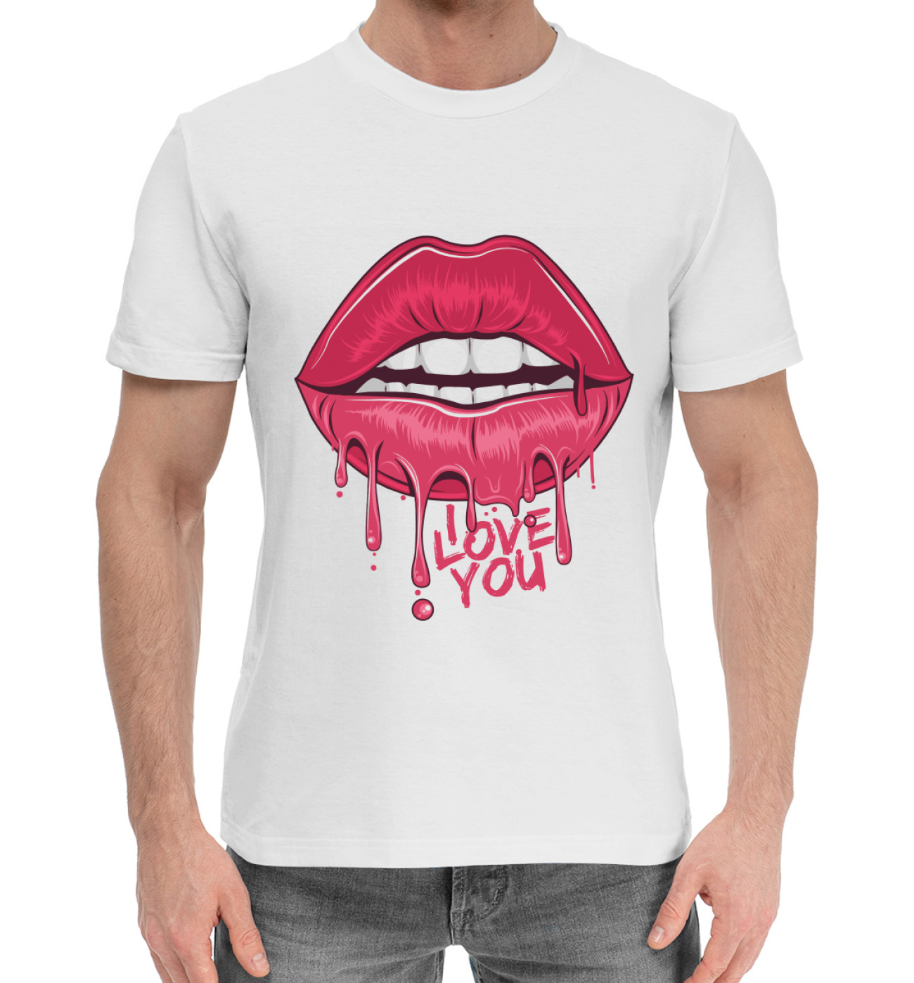 Мужская Хлопковая футболка Love you, артикул: GBY-454762-hfu-2
