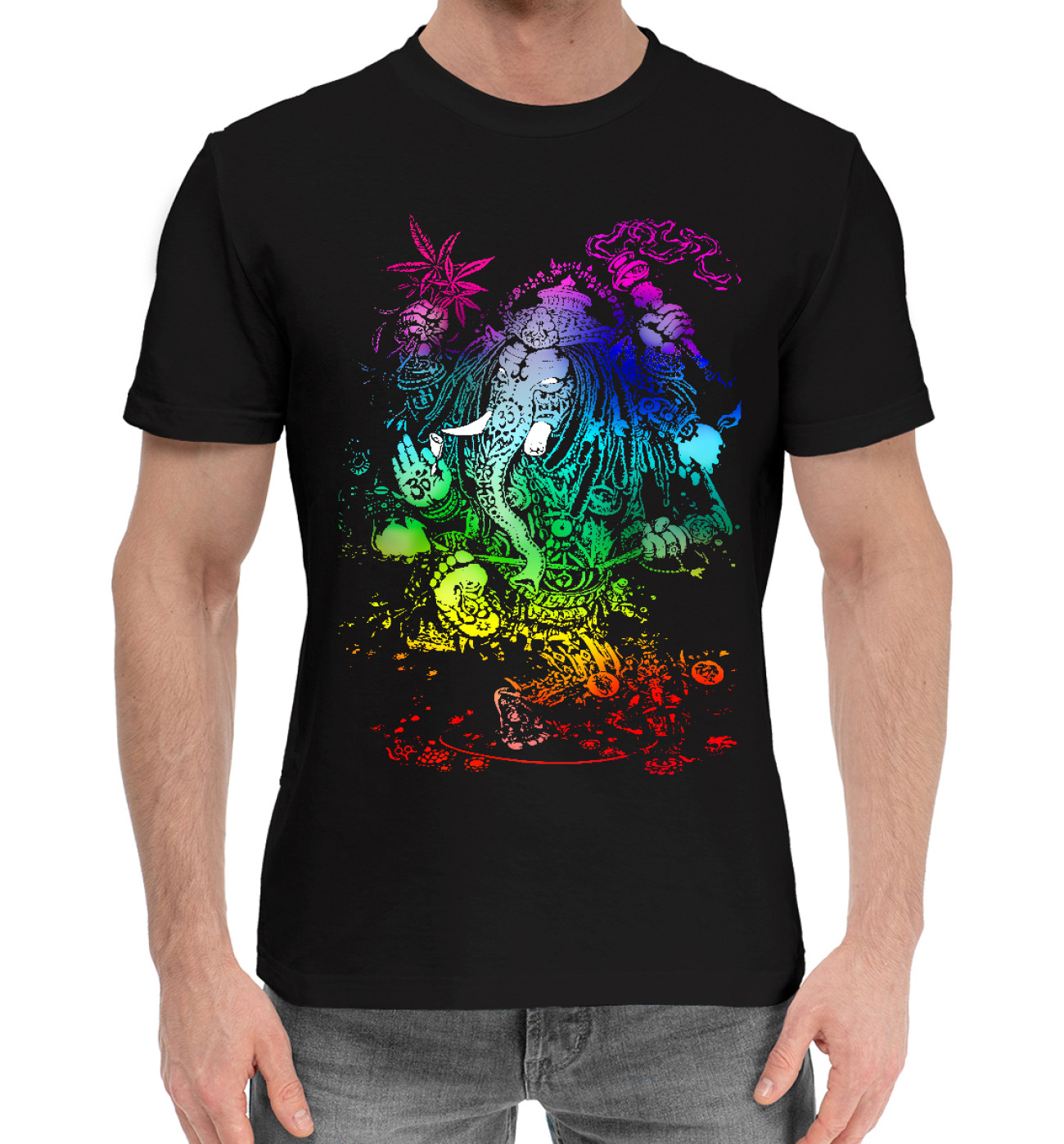 Мужская Хлопковая футболка Ганеша - colors, артикул: IDI-769652-hfu-2